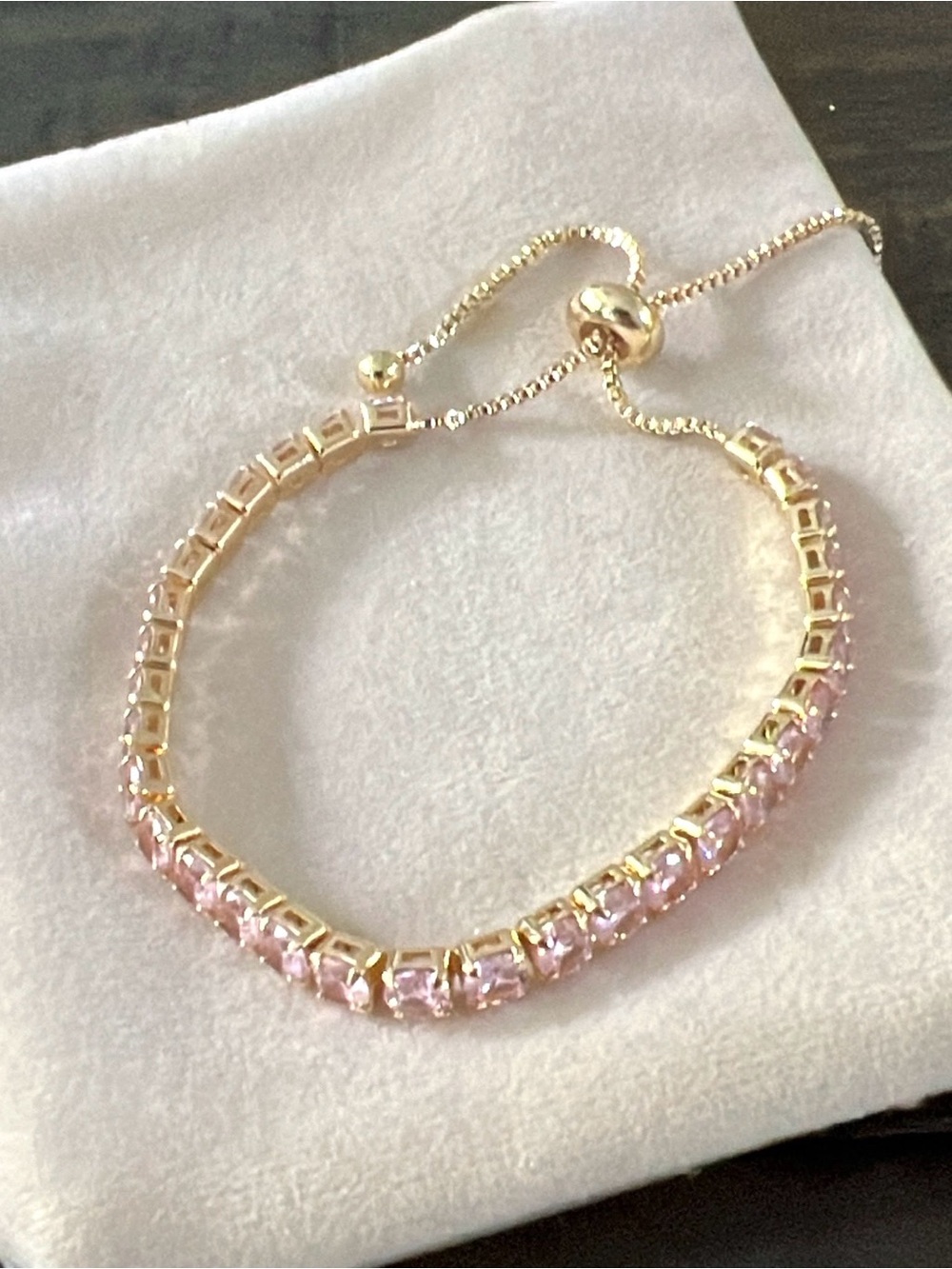 Elegant Pink cubic zirconia stone- Bracelet - Women's Jewelry